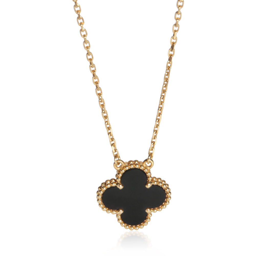 Van Cleef & Arpels Yellow Gold Onyx Vintage Alhambra Pendant